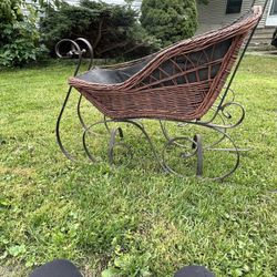 Vintage Wicker Doll Sleigh