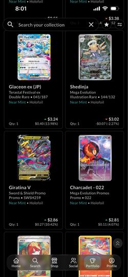 Pokemons near mint condition