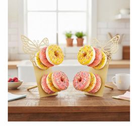 Gold Butterfly Donut Stand Display