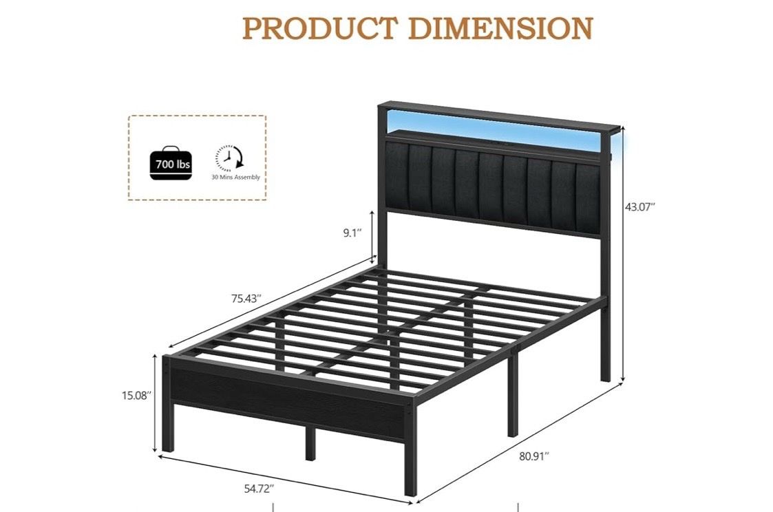 Full size bed frame brand new in the box