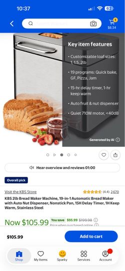 KBS 2lb Stainless Steel Bread Maker Machine