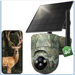 New-LIWAN Cellular Trail Camera, 4G LTE SIM Card Included, Solar Game Cellular Camera, 2K 360° View Live Streaming, 2K Color Night Vision Motion Activ