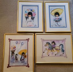 4 DeGracia prints. Matted and Framed