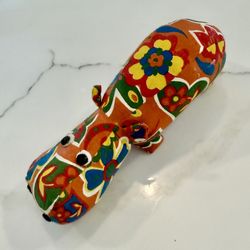 Handmade Colorful Floral Indonesian batik print, Hippo Plush