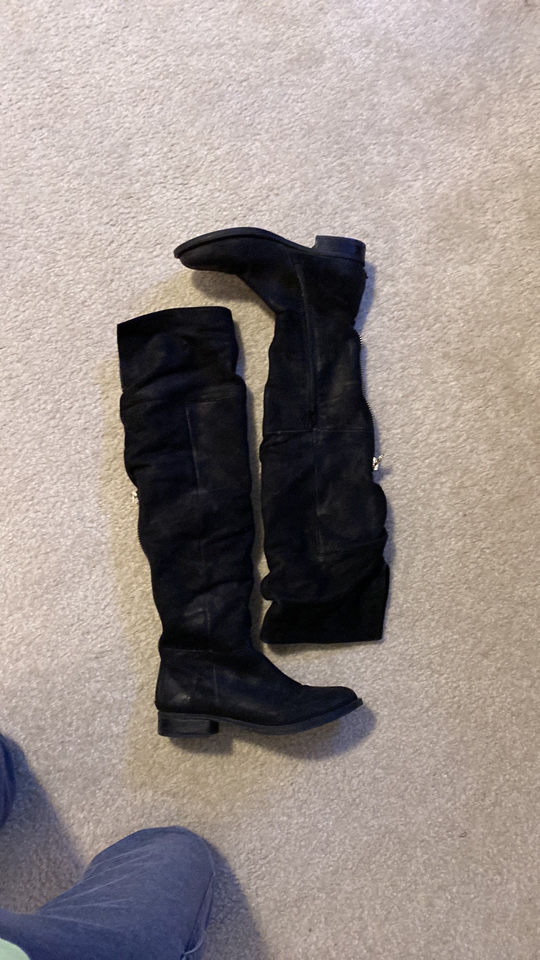 Steve Madden Heisenberg Black Oiled Suede Over the Knee Flat Heeled Boot