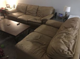 Leather couch and Love seat