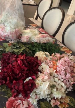 Flowers. Artificial flower stems and leaves