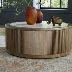Camdill Coffee Table, Light Brown/White