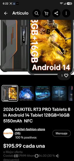 2026 OUKITEL RT3 PRO Tablets 8 in Android 14 Tablet 128GB+16GB 5150mAh  NFC