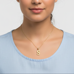 10K Yellow Gold Diamond Cut Letter "S" Pendant