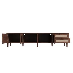 86 inch TV Stand for TVs up to 90, Entertainment Center with App Controlled LED Lights, 2 Drawers & Glass Door Storage, Modern Media Console for Livin