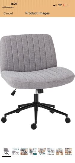 OLIXIS Criss Cross Chairs with Wheels Wide Seat Cross Legged Office Desk Vanity Chair Comfy Armless Height Adjustable Swivel for Home Computer Task, G
