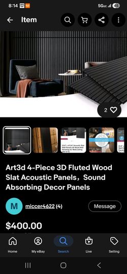 Art3d 3D Fluted Wood Slat Acoustic Wall Panels Set of 4