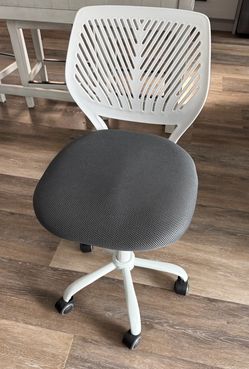 Small White Desk Chair on wheels