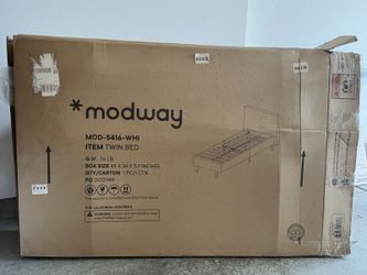 Twin Platform Bed Frame - White Upholstered - NEW in Box (Modway Anya)