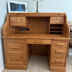 Roll Top Oak Desk