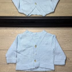Vintage 1990s Kids / Toddlers Blue Button Up Cardigan Sweater