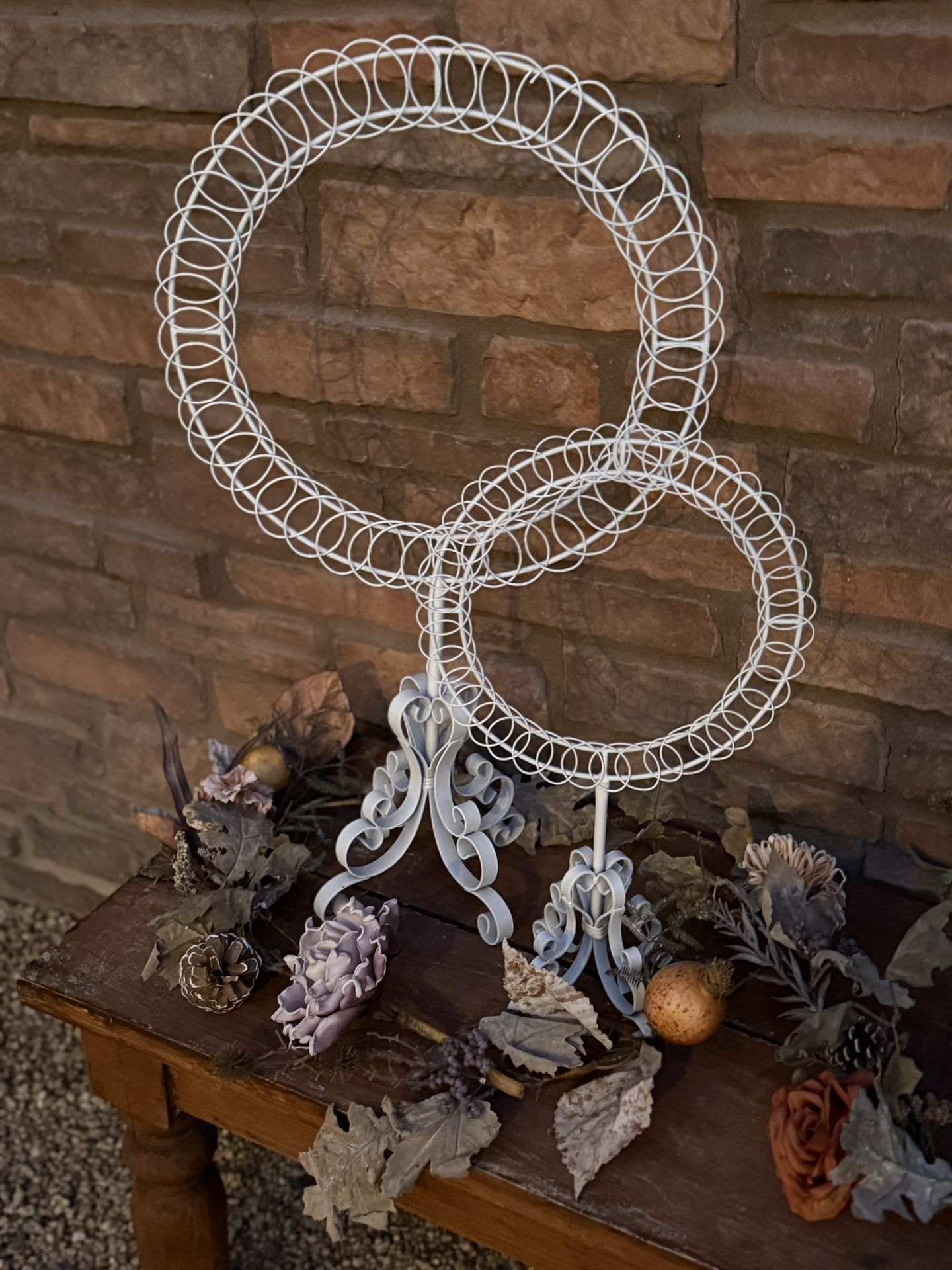 Pair of vintage White Hoop Decor