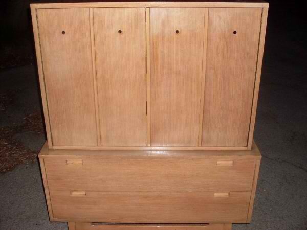 Mid Century Modern American of Martinsville Solid Wood Highboy Chest of Drawers retro vintage west elm pottery barn bedroom set