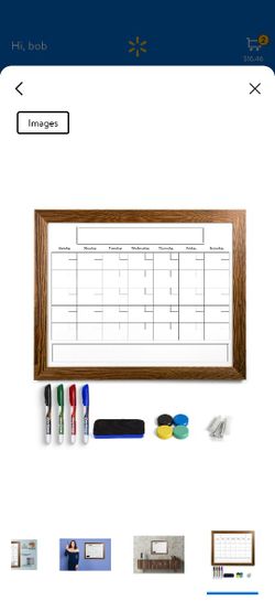 Wood Frame Calendar Dry Erase Board 24" X 36", 