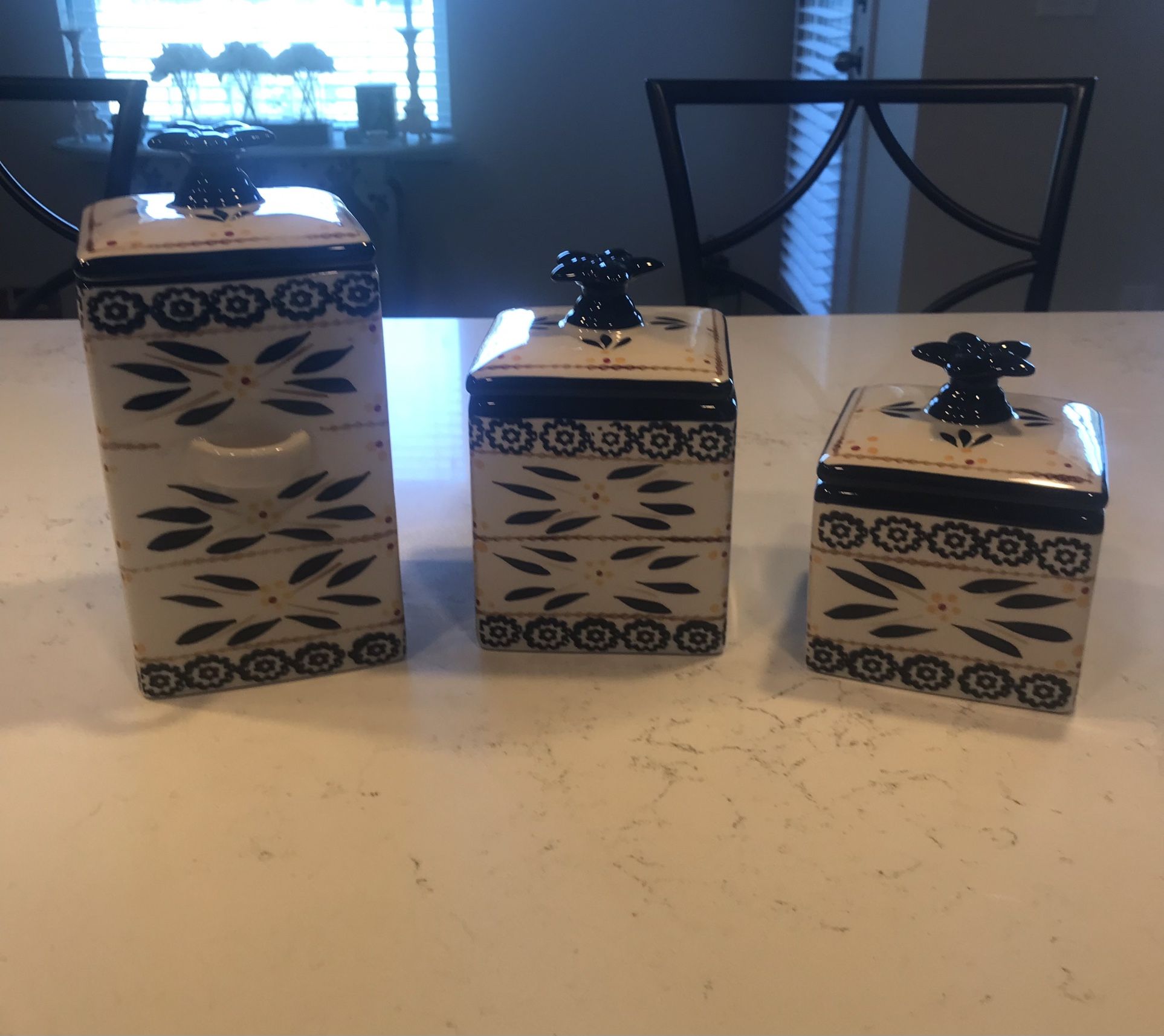 Temptations Canisters Set In Black And Cream