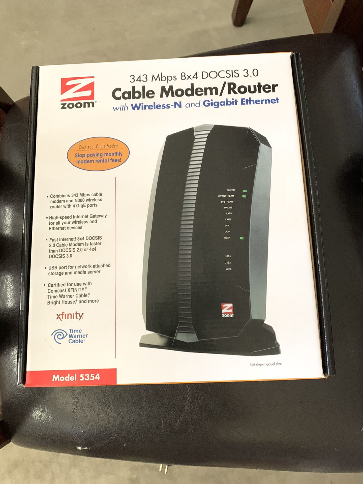 Zoom able Modem plus N300 Wireless Gigabit Router, Model 5354