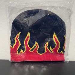 Black Flames Beanie NEW SEALED Hat Knit Men’s Unisex Red Yellow Fire