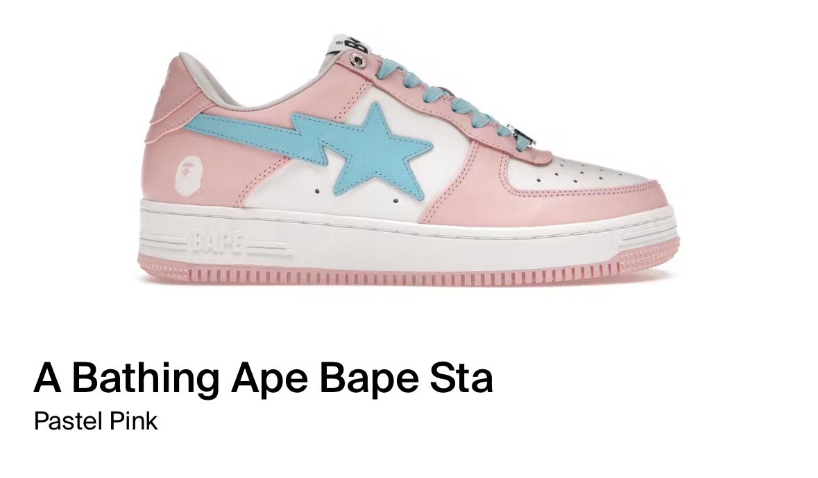 A Bathing Ape Bape Sta Pastel Pink Shoes