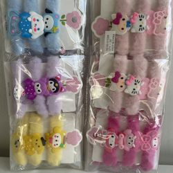 3pc plush Hair Ties, Hello Kitty And Friends