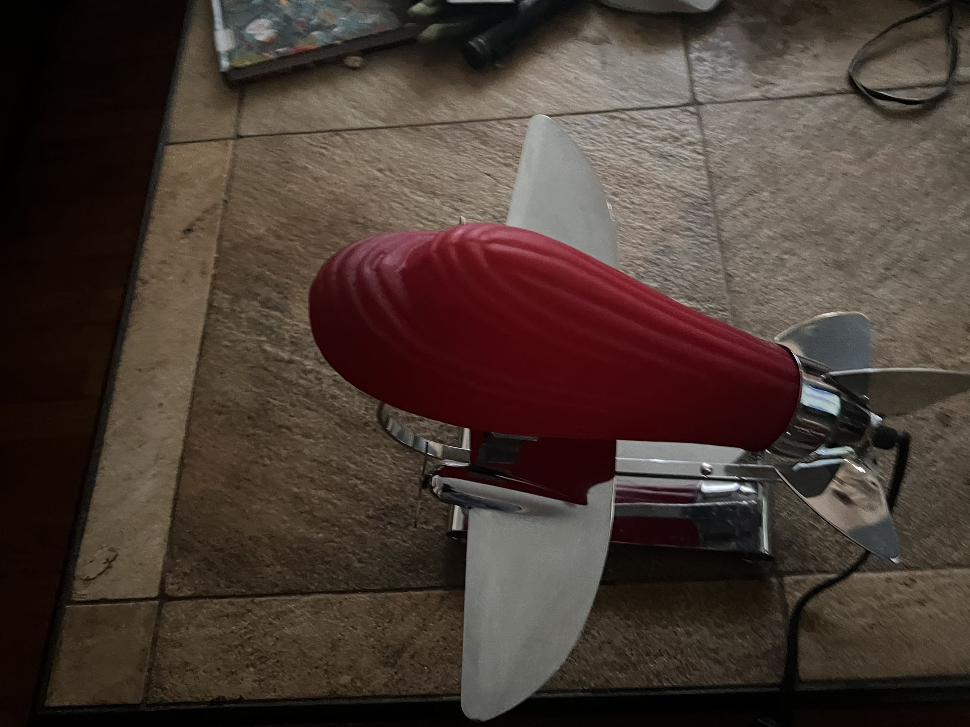 Vintage 1980’s Art Deco RED GLASS AIRPLANE Lamp - DC-3 SARSAPARILLA Light Plane
