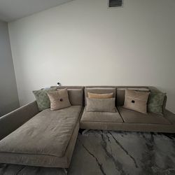 Brown Cloth Couch w/ Stainless Legs
