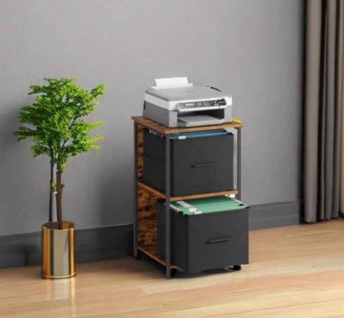 File Cabinet With 4 Drawers, Printer Stand, Cube Storage Shelf, For A4, Letter-Size Files, Hanging File Folders, File Storage Box, Home Office, Rustic