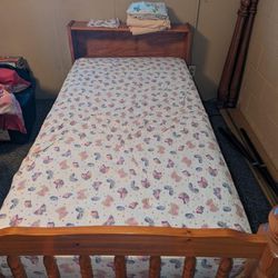 Solid Wood Twin Bed & Mattress 