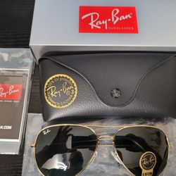 🔥NEW Ray Ban RB3026 62mm Aviator Gold/Green Unisex Sunglasses