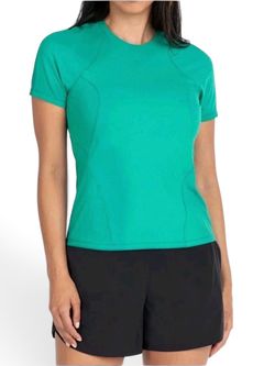 NWOT 1849684 Spyder Active Women's UPF 50 Ribbed Short Sleeve Tee Shirt Green S