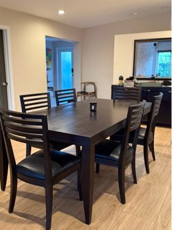 Dark Brown Wood Dining Room Table