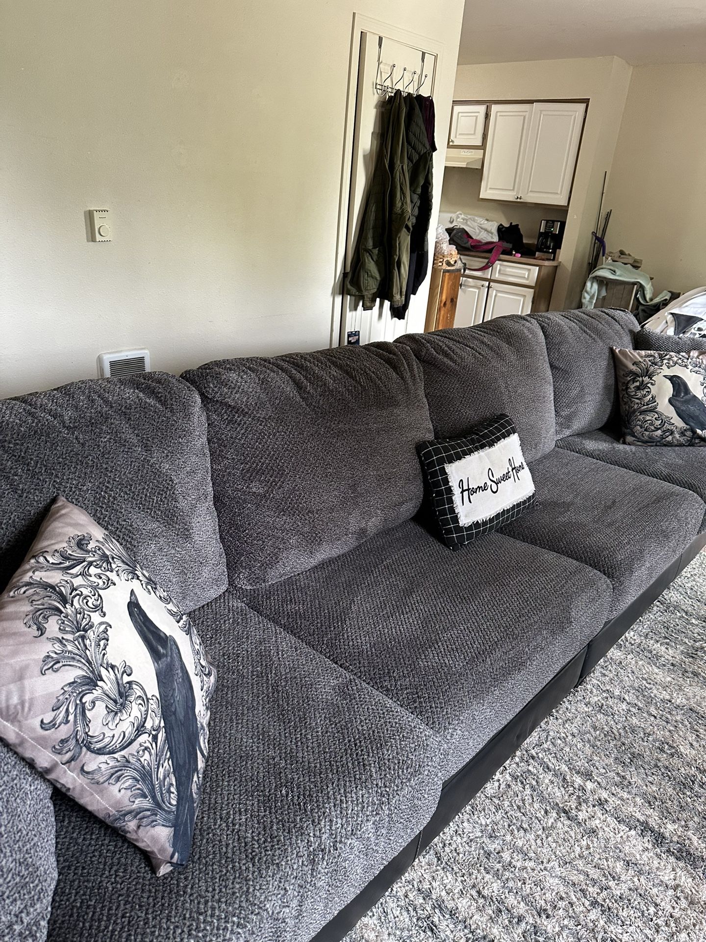Black & Grey Long Couch Sofa Like New