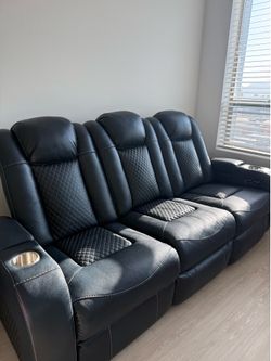 Power Recliner Leather Sofa - Like New