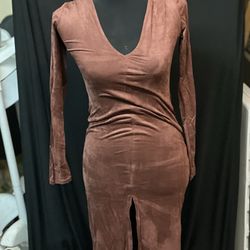 Brown Long Sleeve Dress