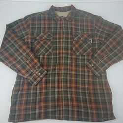 Wolverine Insulated Flannel Jacket Sherpa Lined Red Green Plaid Full Zip Mens XL