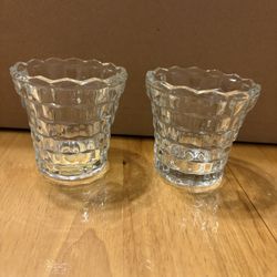 Used Pair Of Fostoria Crystal Votive Holders