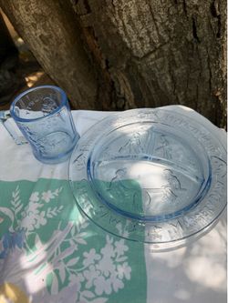 Indiana glass vintage tiara nursery rhyme child’s dish ware