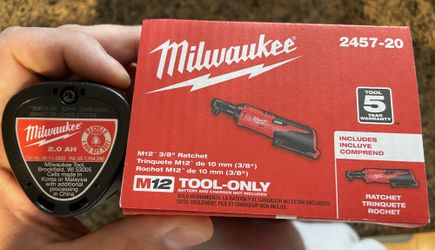 New Milwaukee M12 3/8 Ratchet 2457-20 With Battery