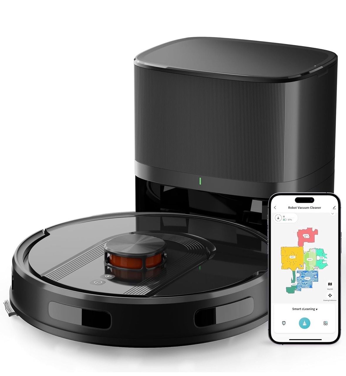 TRDIOL Robot Vacuum and Mop Combo with Self-Emptying, Customizable Map Cleaning with LiDAR Navigation, 6000Pa Suction, Smart No-Go Zones, 70Days Hands