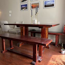 Solid Wood Table With Benches (chairs Optional)