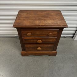 Vintage Cherry Wood 3-Drawer Nightstand - Solid Broyhill Style, Used with Some Wear!
