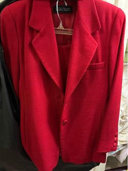 Red designer dress suit with aline skirt  size 4 barely worn