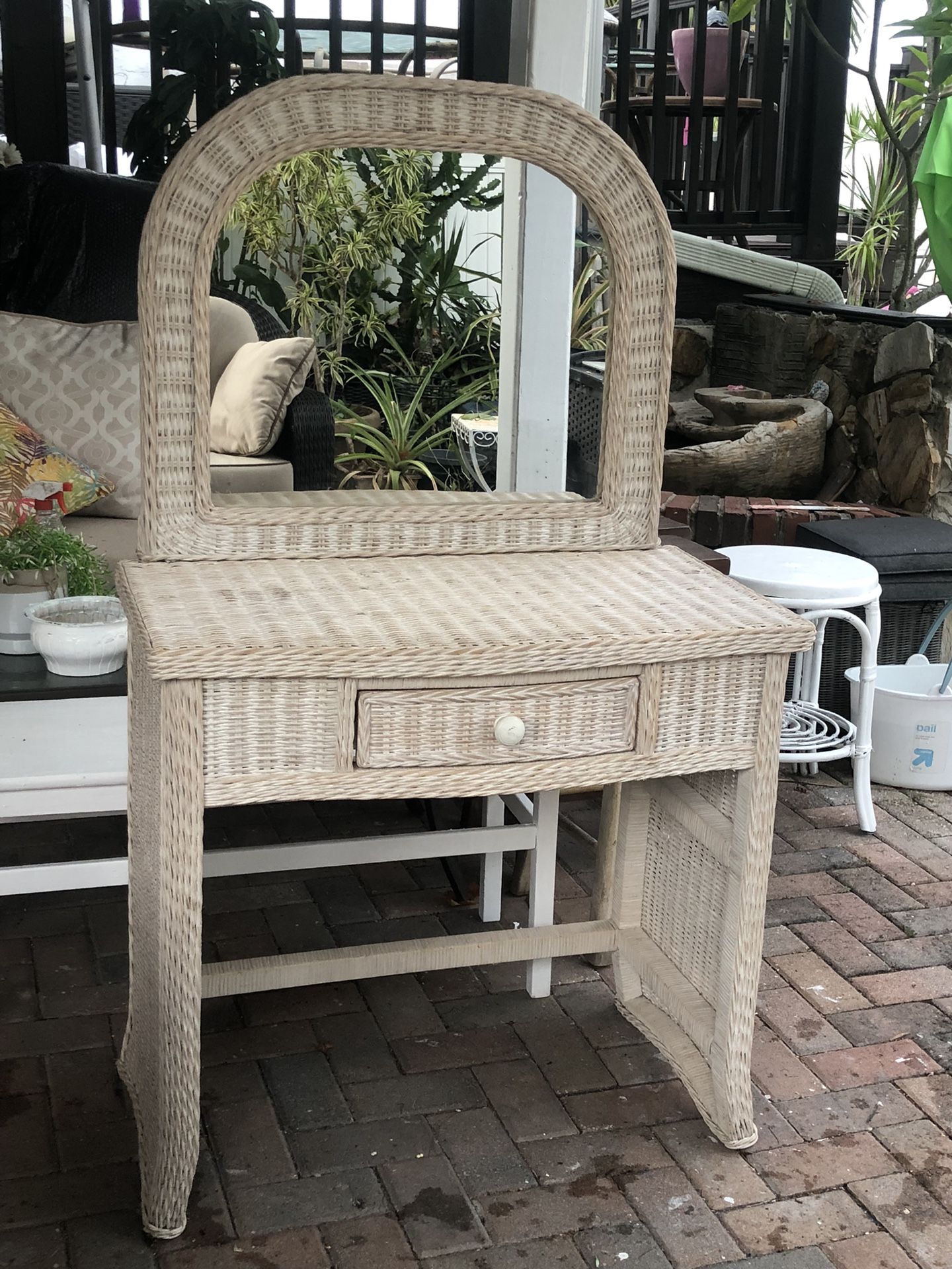 Wicker Vanity Or Desk