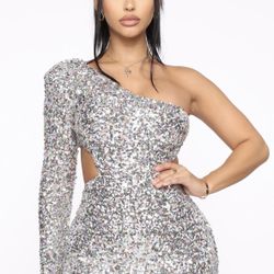 Fashion Nova mini dress Silver 