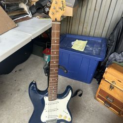 Fender Squire Bullet Guitar With Stand  And Amp